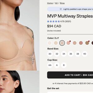 [NEVER WORN] Wear Pepper Bra MVP Multiway Strapless Bra Buff Size 32B Color Buff